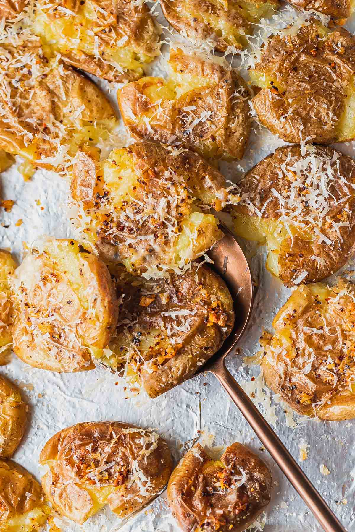 Garlic Bread Meets Potatoes: The Ultimate Cheesy Smashed Side